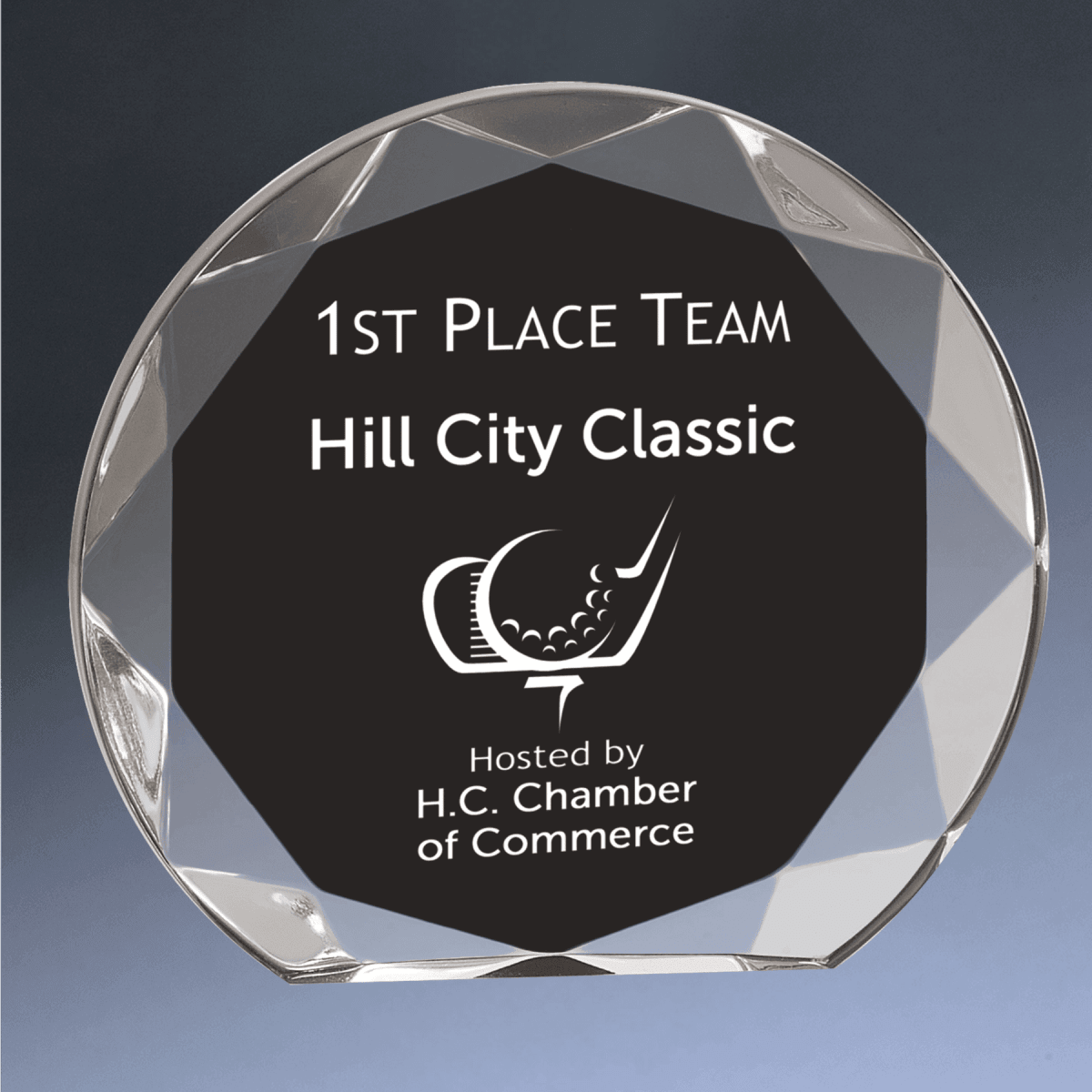 Sunburst Acrylic Award Rounds in Blue or Black - Blue