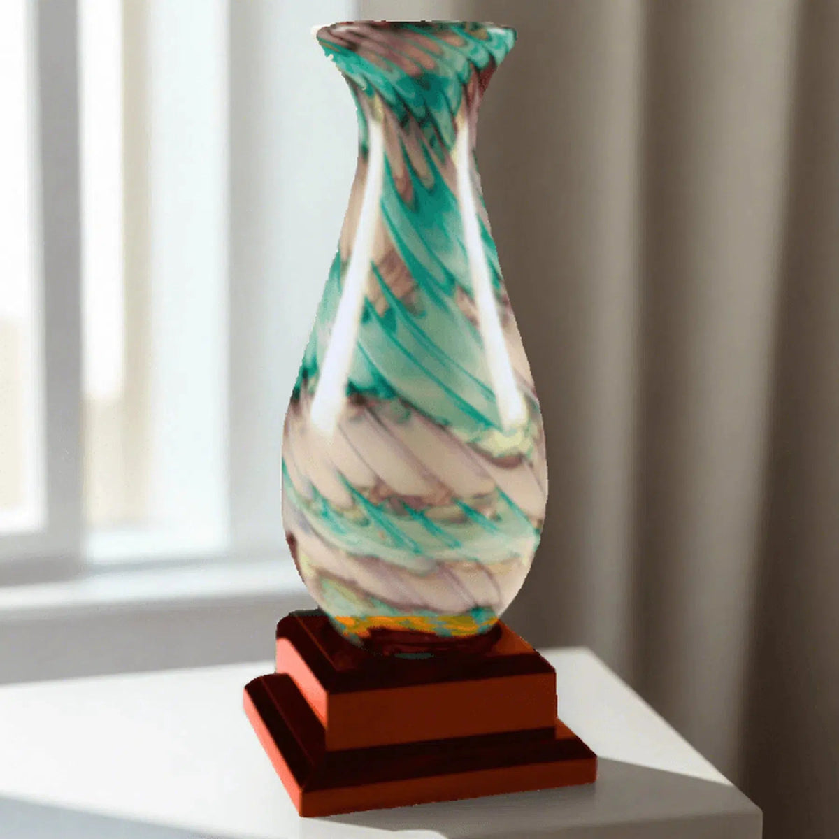 Swirl Art Glass Vase - LightForce Laser Engraving, LLC