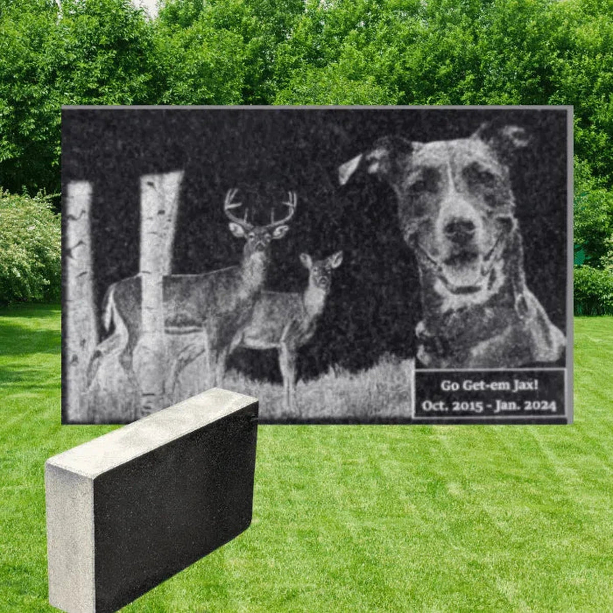 Thick Granite Pet Memorial Marker Rectangle - LightForce Laser Engraving, LLC