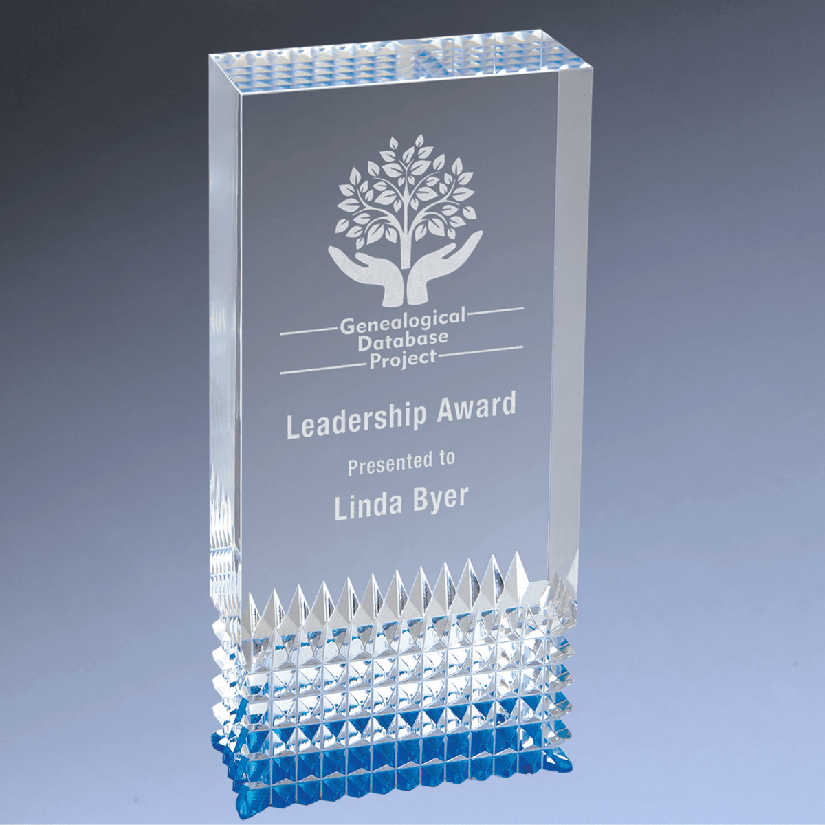 Tribute Acrylic Awards with Diamond Cut Base and Color Accents - Blue