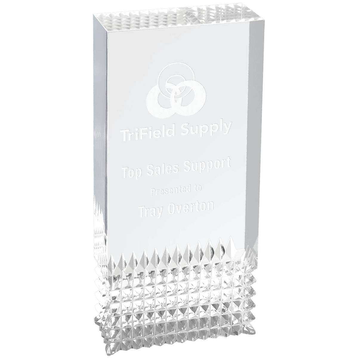 Tribute Acrylic Awards with Diamond Cut Base and Color Accents - Silver