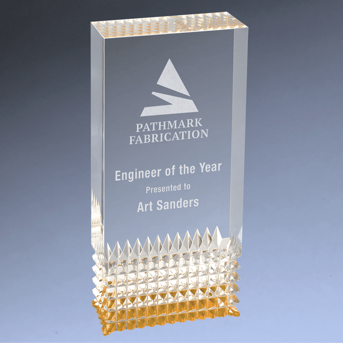 Tribute Acrylic Awards with Diamond Cut Base and Color Accents - Gold