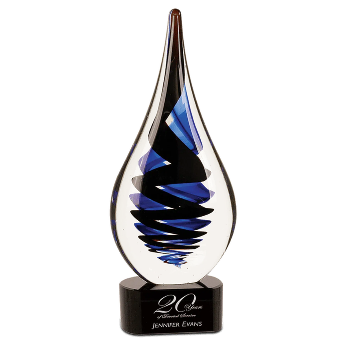 Twist Raindrop Art Glass (Black or Blue) - LightForce Laser Engraving, LLC