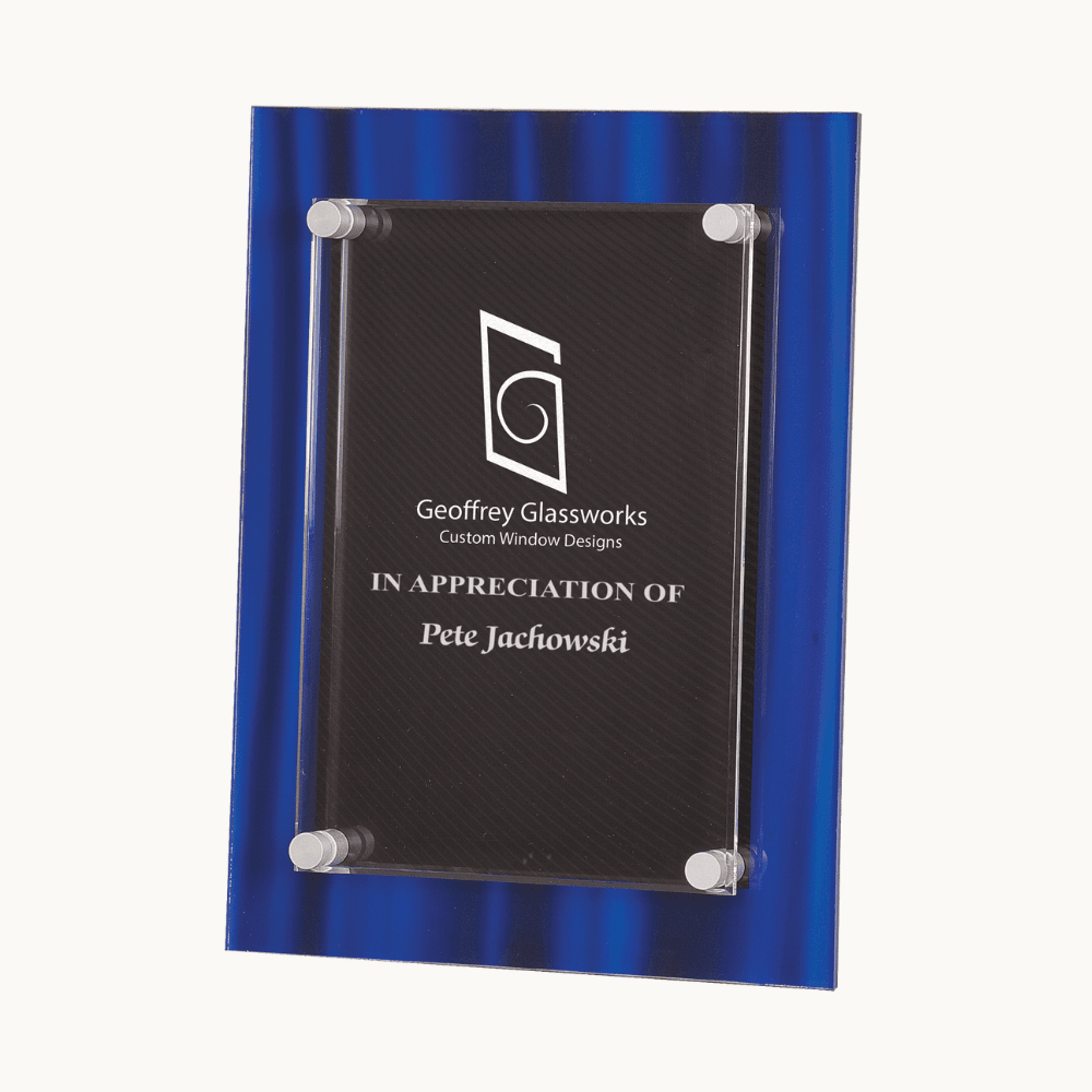 Velvet Stand - Off Acrylic Plaques with Easel for Desk or Wall - Blue Velvet