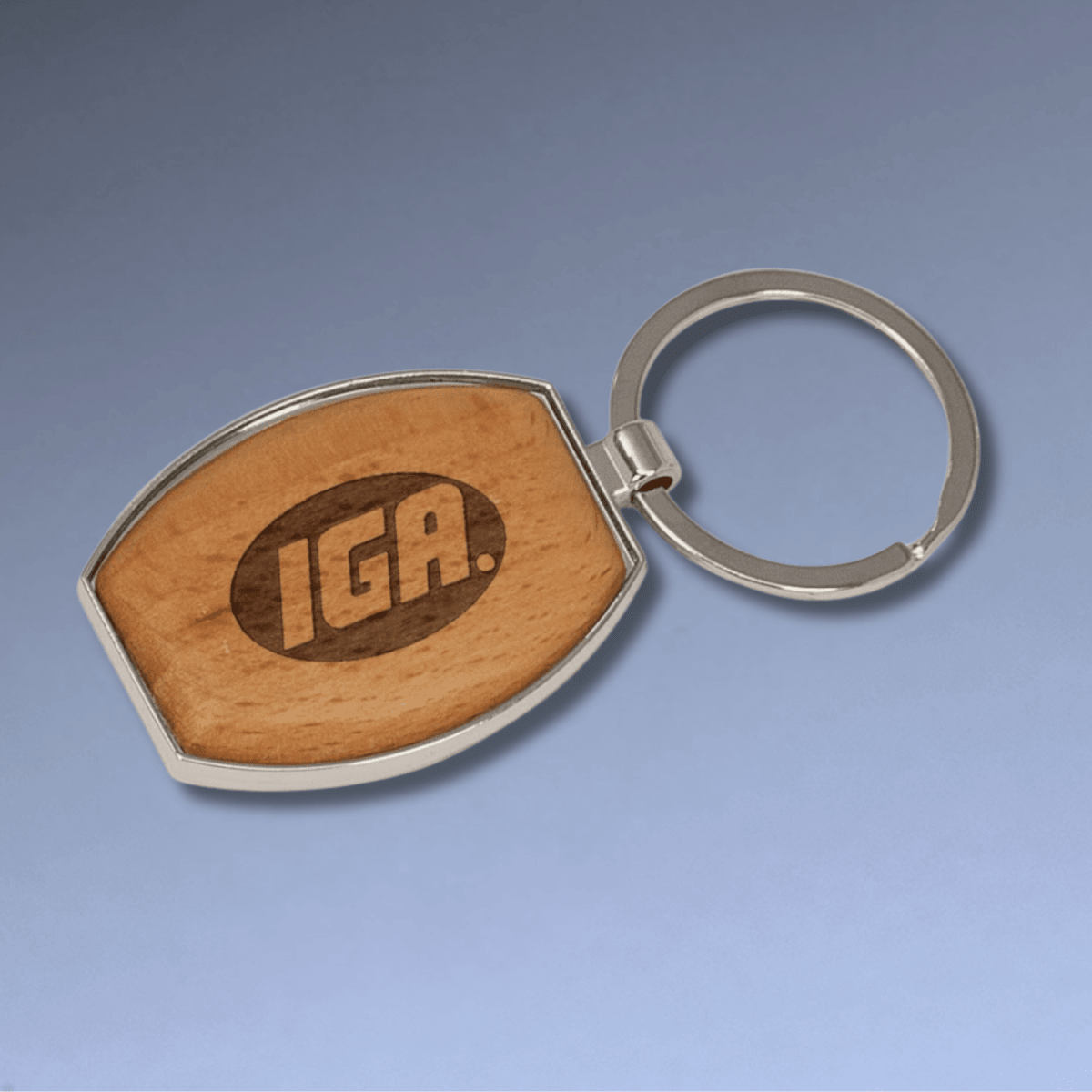 Wood Keychains – Natural Beechwood with Silver Accents - Square