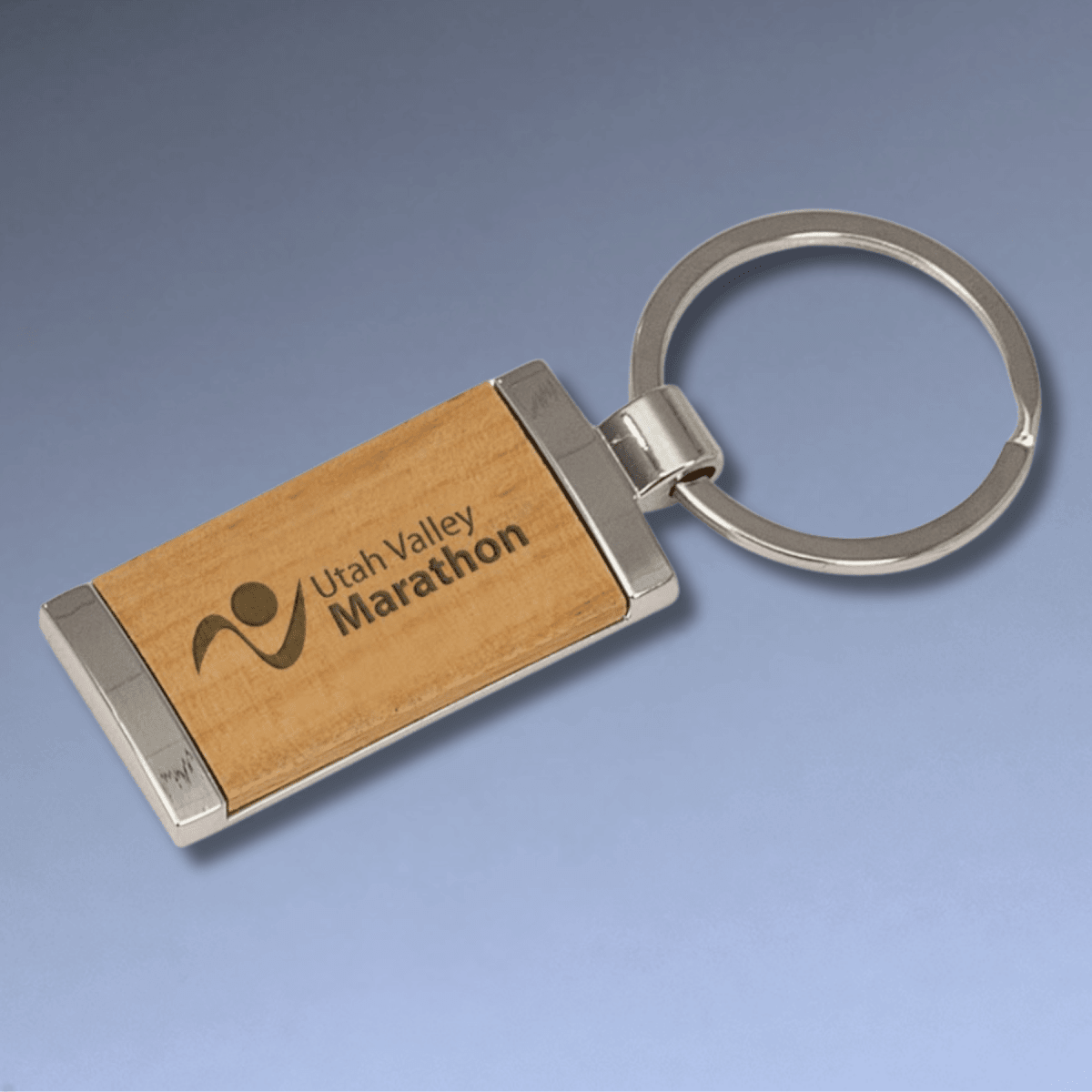 Wood Keychains – Natural Beechwood with Silver Accents - Square